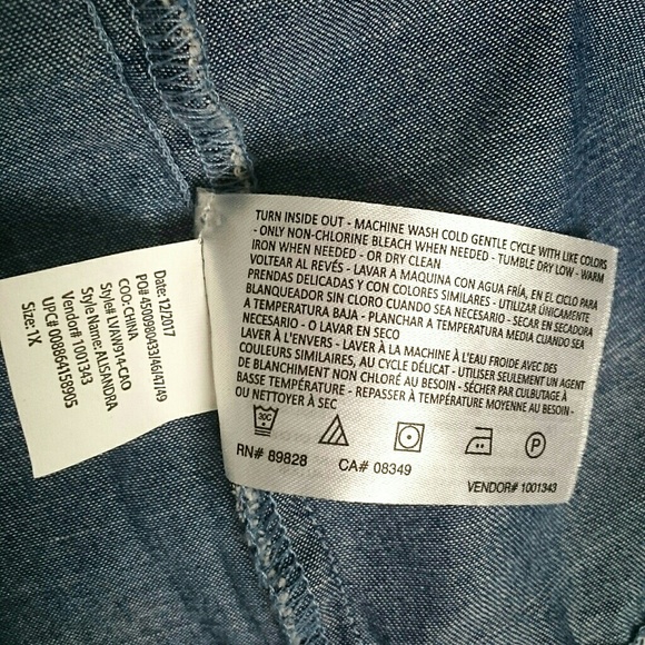 Vintage America Blues Chambray Shift Dress Blue 1X - Picture 6 of 6